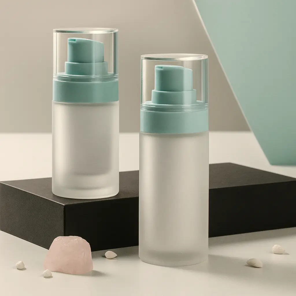 [GL-P MP3147] Wholesale Empty Cosmetic Glass Outer Bottle with Plastic Inner Refillable Airless Bottle